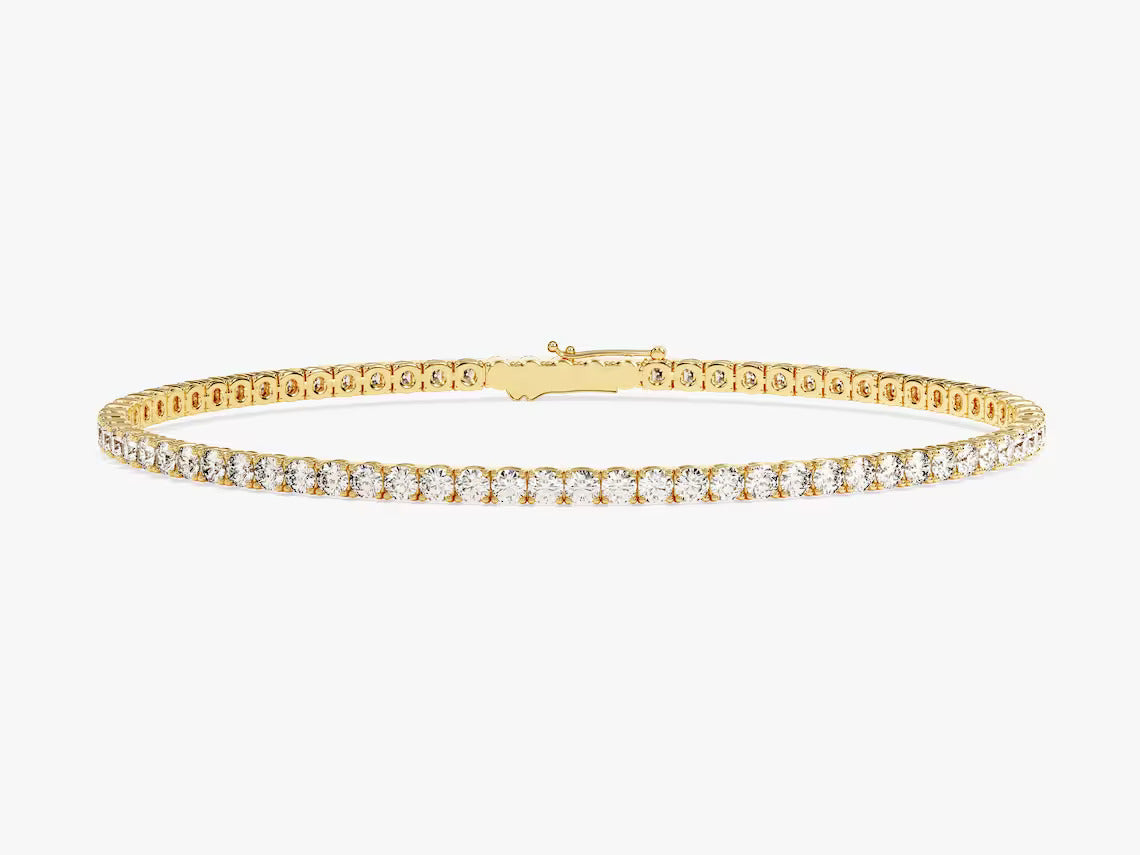 14K Solid Gold Tennis Bracelet For Women
