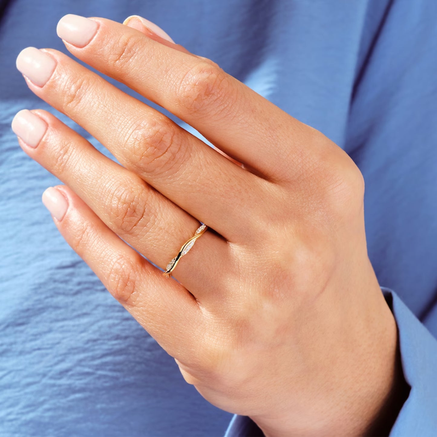 Twisted Lab-Grown Diamond Wedding Ring  Petite Wine Bridal Ring