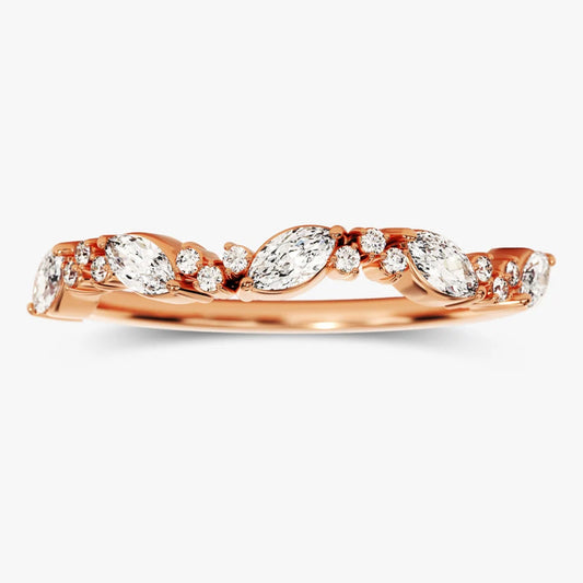 Zigzag Cluster Accent Marquise Cut Wedding Ring