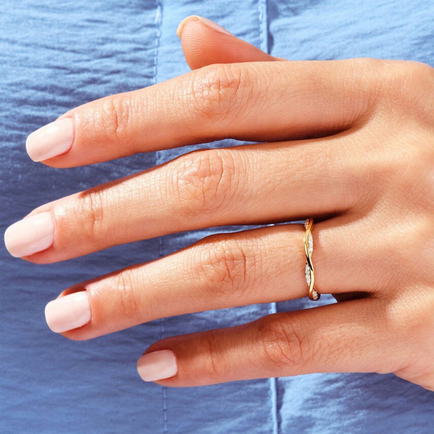 Twisted Lab-Grown Diamond Wedding Ring  Petite Wine Bridal Ring