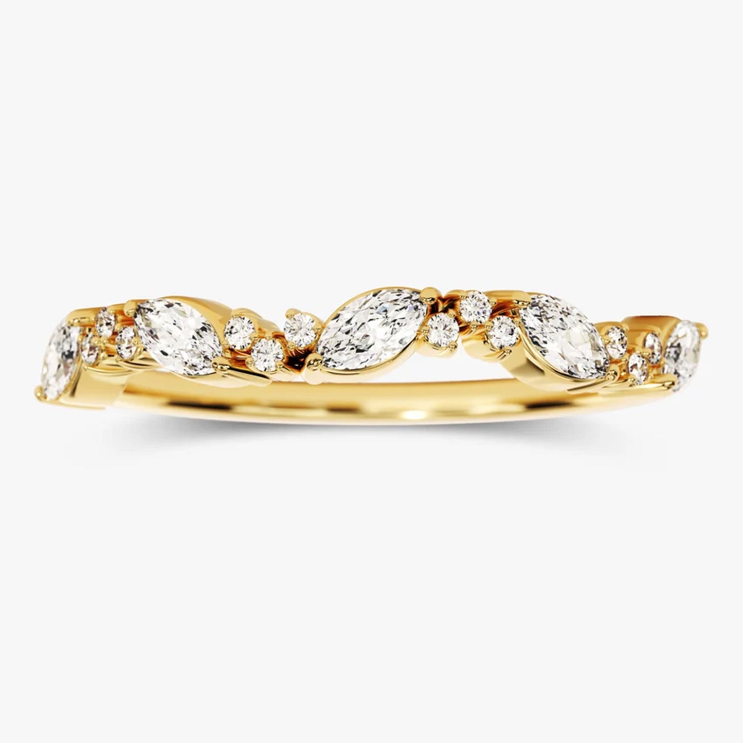 Zigzag Cluster Accent Marquise Cut Wedding Ring