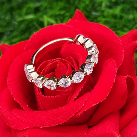 "Forever Band Ring in 14k White gold with a Half-circle of Diamonds"