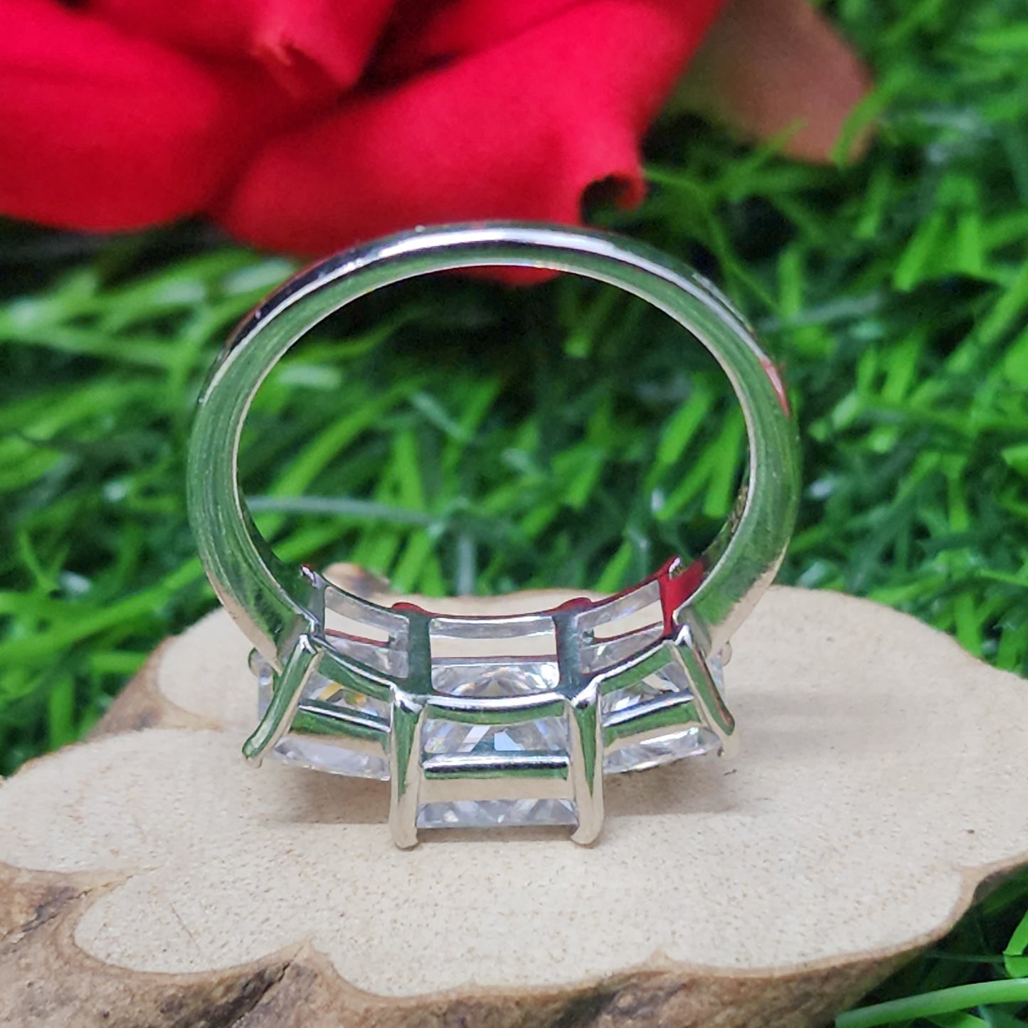 Three Stone Princess-cut Engagement Ring