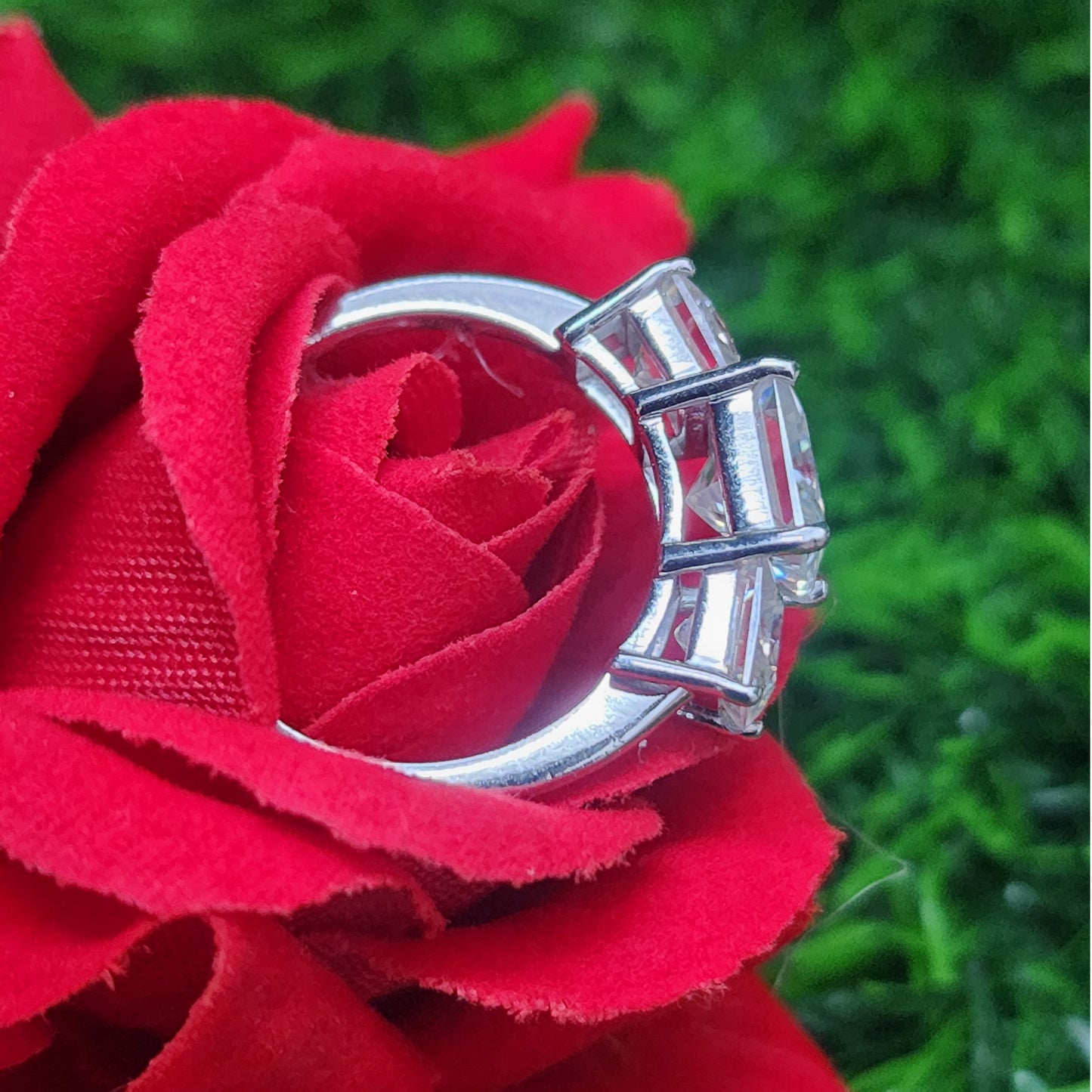 Three Stone Princess-cut Engagement Ring
