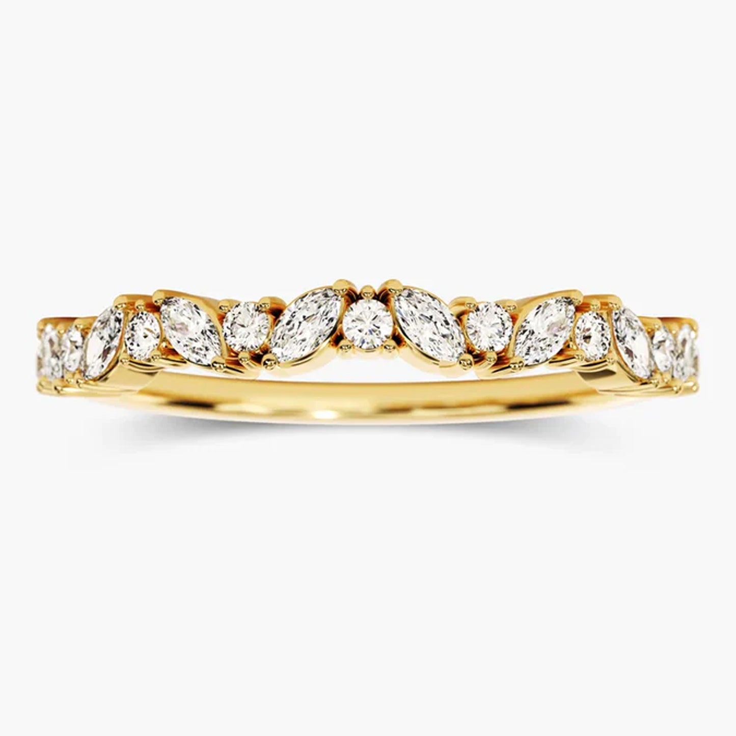 Round And Marquise Cut Half-Eternity Stacking Band